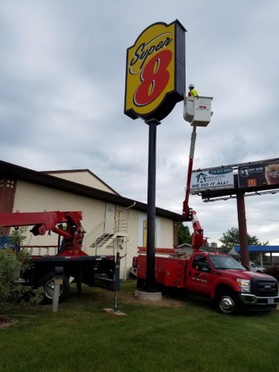 Exterior business sign for Super8 Photo