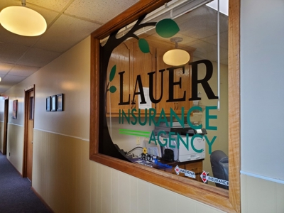 Interior window graphic for Lauer Insurance Agency Photo