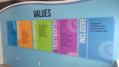 Company Values Acrylic Standoff Sign Photo