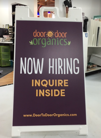 Door to Door Organics Hiring A-Frame Photo
