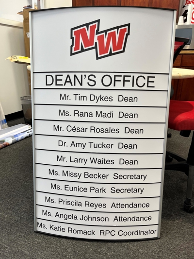 Dean's Office Wayfinding Signage Photo