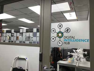 Interior door graphic for Digital Intelligence Hub Photo