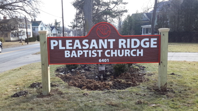 Sandblasted Pleasant Ridge Baptist Church Monument Sign Photo