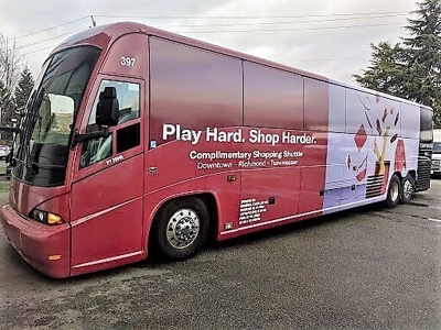 Customized bus with graphics Photo