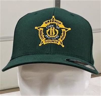 Custom embroidery on green cap Photo