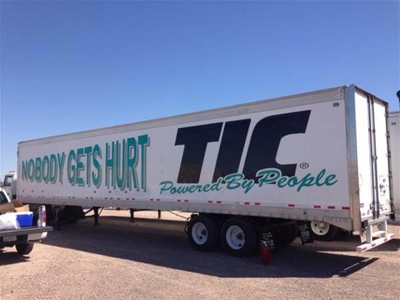 Trailer truck with custom graphics Photo