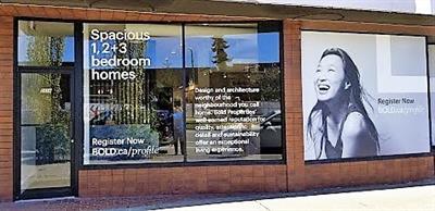 Custom window graphics on a shop Photo