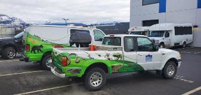 Truck wrapped with graphics Photo