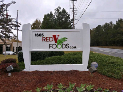 The Red V Foods corp monument signage Photo