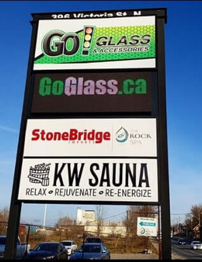 Pylon sign with different business names Photo
