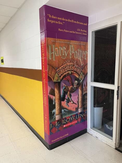 Custom book graphics on the wall Photo