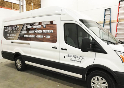 White Van with Bud Polley's graphics Photo