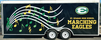 Truck wrapped with graphics Photo