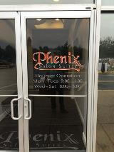 Phenix salon suites logo on the door Photo