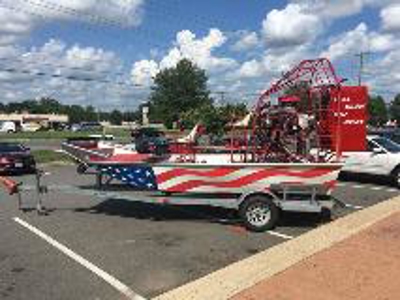 Vehicle with American flag graphics Photo
