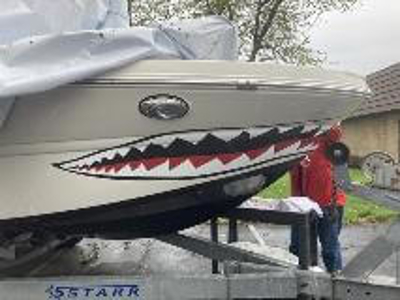 Boat with shark graphics Photo