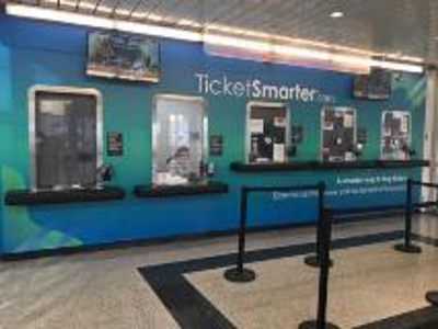 Graphics around the ticket booth Photo