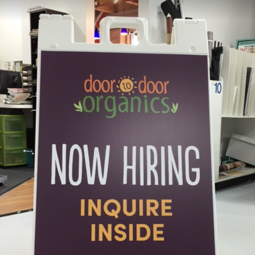 Door to Door Organics Hiring A-Frame