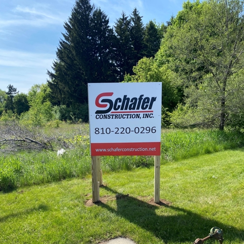Schafer Construction Sign