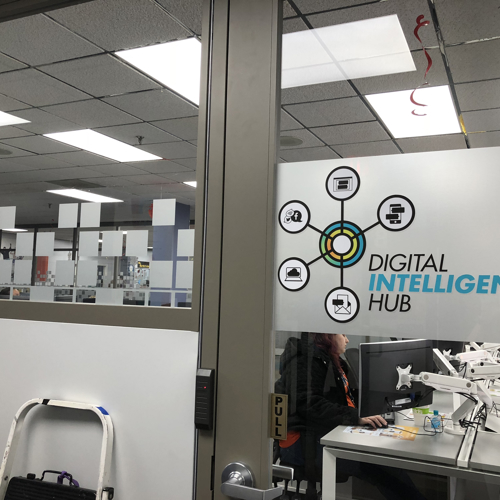 Interior door graphic for Digital Intelligence Hub