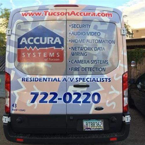 Van with custom vehicle graphics