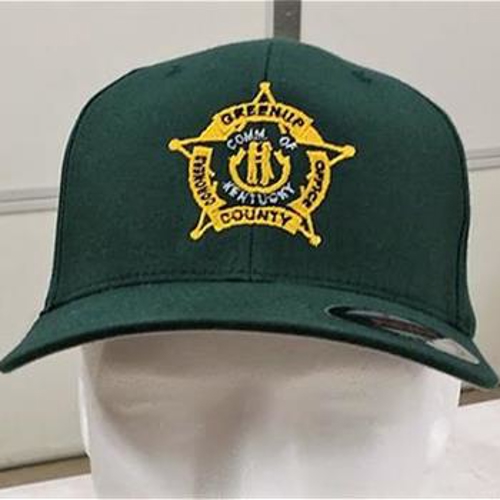 Custom embroidery on green cap