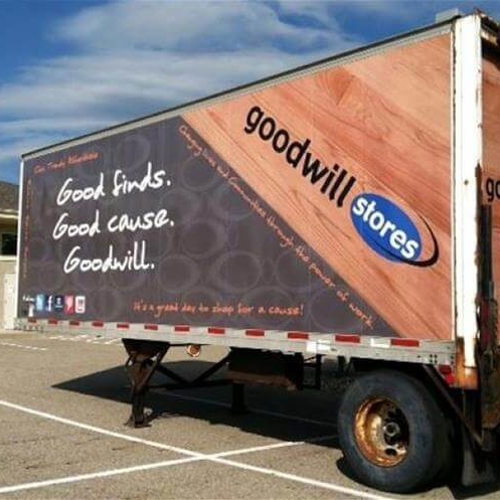 Trailer truck with custom vehicle wrap
