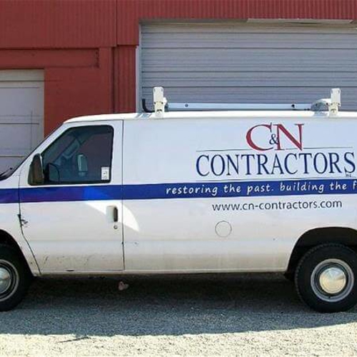 Van with custom vehicle graphics