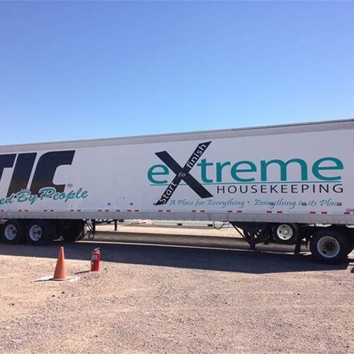 Truck with custom vehicle graphics