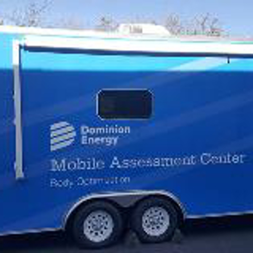 Blue Dominion Energy Truck with decal