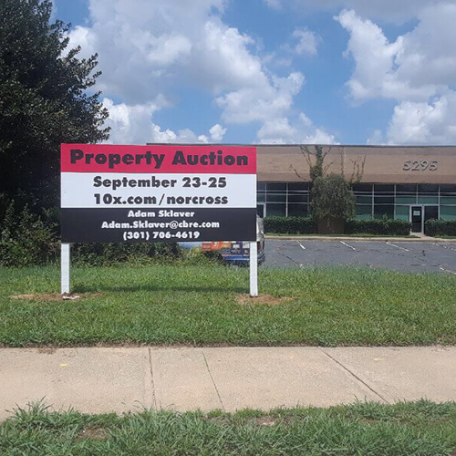 Property auction Signage outside the building