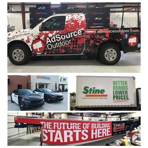 Sample vehicle wrapped with graphics 