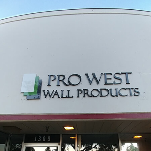 Prowest Wall products sign on the building