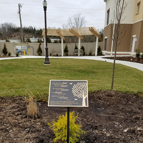 Black and gold exterior signage