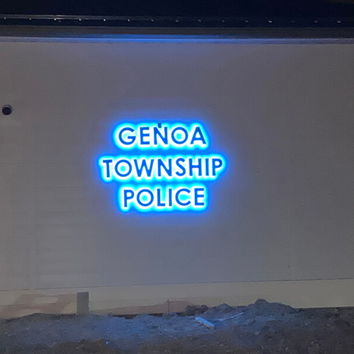 Blue Luminis signage of genoa township police