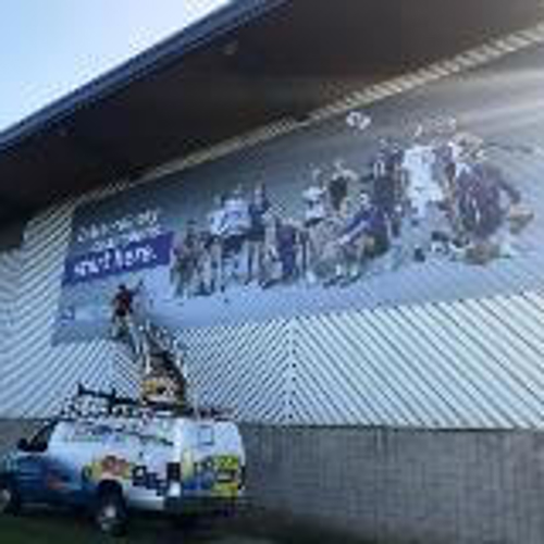 UWO Sports banner on the building