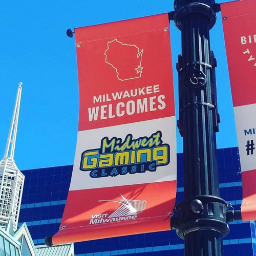Midwest gaming classic banner on the pole
