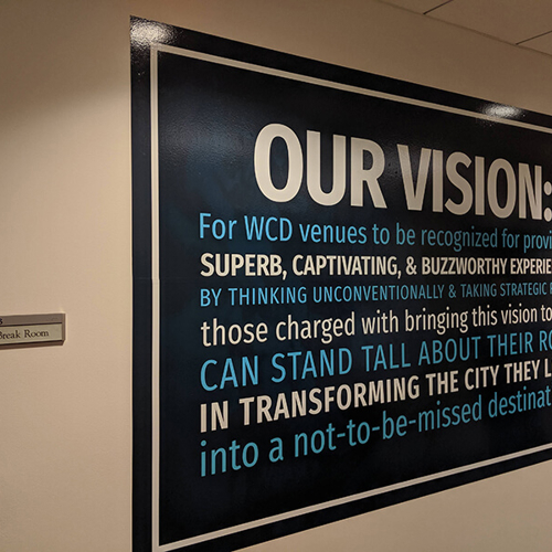 Our vision wall on the office wall