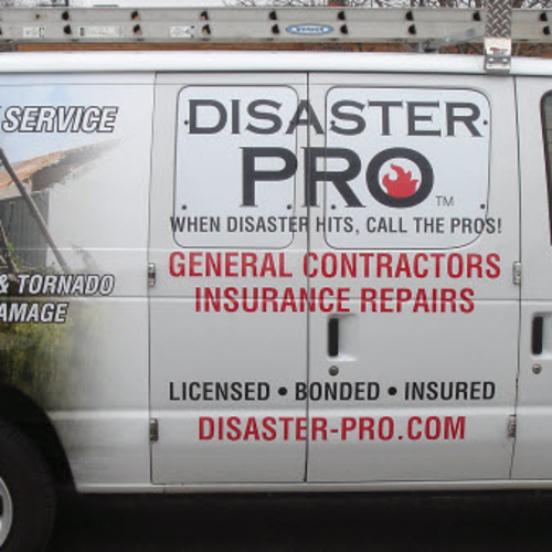 Disaster pro van wrapped with graphics 
