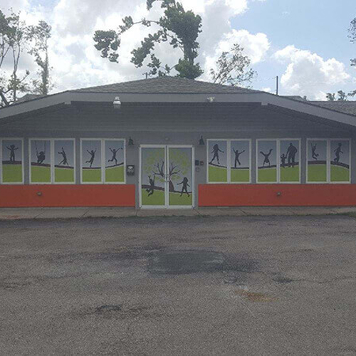 Different images on the window building