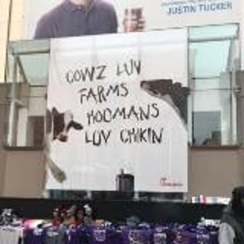 Custom banner on the building