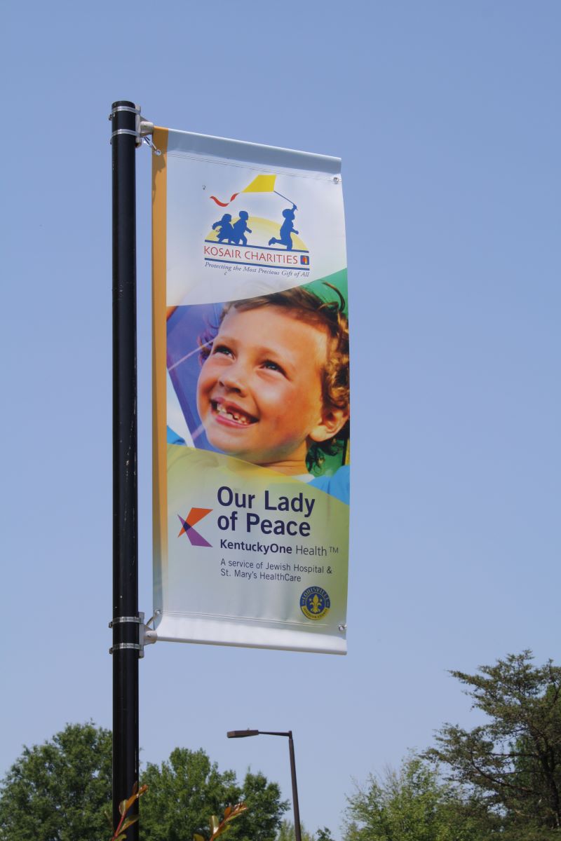 KentuckyOne Health Signage on Outdoor Pole