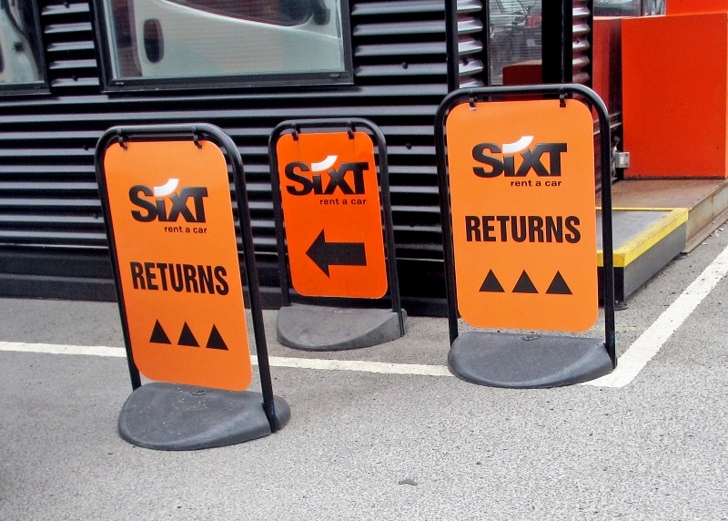 Sixt Arrow and Returns Stand Alone Signs