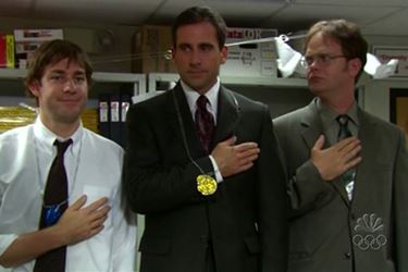 A screenshot from the Office episode Office Olympics