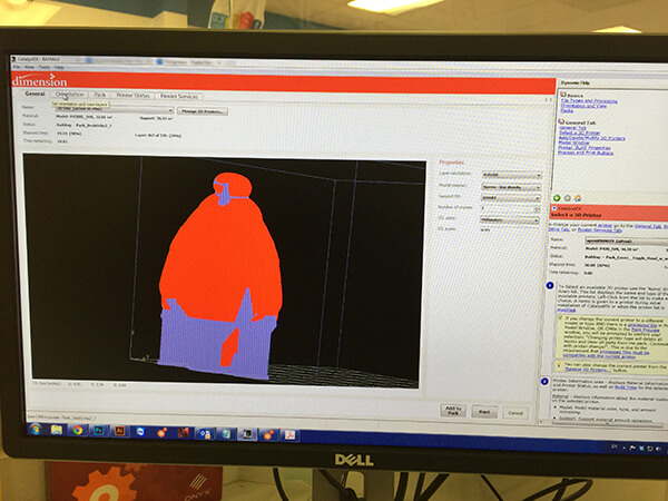 3D model of figure on computer