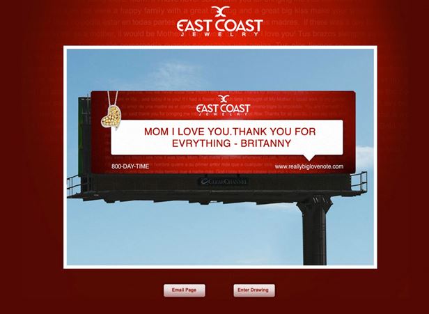 East Coast Jewelry has a digital display with custom messages to mothers