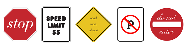 Examples of street signs with different fonts