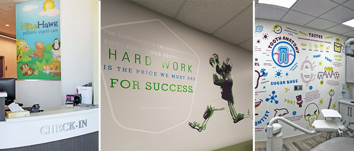 Wall graphics provide inspirational and motivational messages for employees