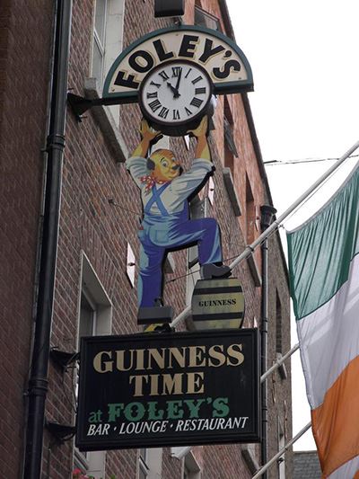 The Foley's Bar sign from the street