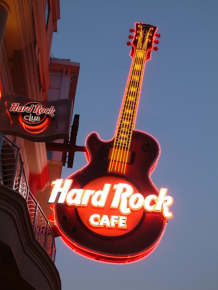 The Hard Rock Cafe's iconic guitar sign